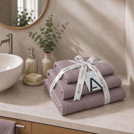Astron Italy Bath Towels Set of 3 pcs Dusty Rose Weight 550gsm