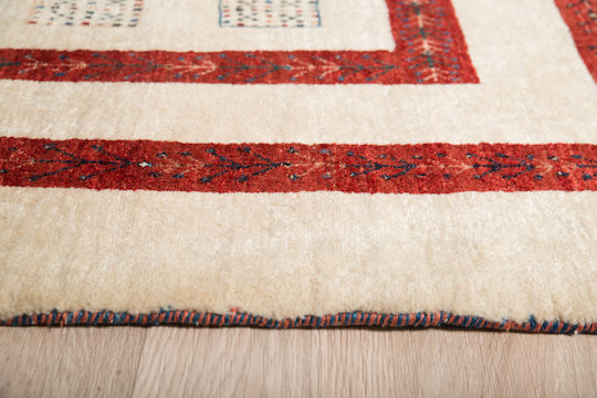 Modernes Handgefertigtes Gabbeh Fein Wohnzimmer Teppich 110x165 cm Beige