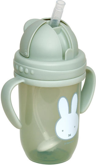 Miffy Παιδικό Ποτηράκι με Χερούλι και Καλαμάκι από Πλαστικό Πράσινο 260ml για 6m+
