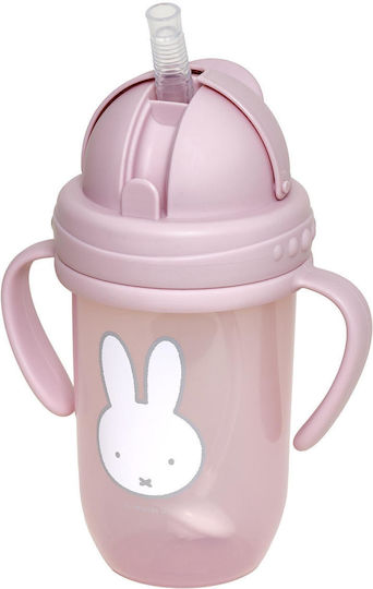 Miffy Children’s Cup with Handle and Straw from Plastic Pink 260ml for 6m+
