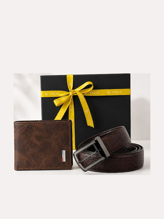 Set Portofel bărbătesc din piele maro