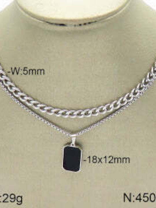 Bizou-Shop Double Necklace from Black Steel