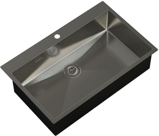 Helika Terra100M Ενθέτος Νεροχύτης Ιnox PVD Μ79xΠ45cm Brushed Gunmetal