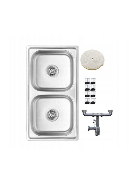 Kuchinox Standard Ένθετος Νεροχύτης Inox Σαγρέ Μ78xΠ43cm Ασημί