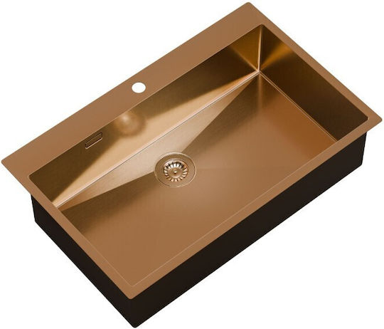 Helika Terra Drop-In Inox Kitchen Sink M79xP50.5cm Brushed Copper