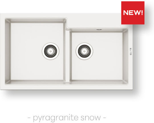 Pyramis Ithaka 1 3/4b 070244911 Drop-In Sink Left Synthetic Granite W86xD50cm Snow