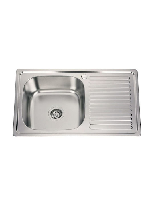 Inter Ceramic 8050PF Ένθετος Νεροχύτης Inox Μ80xΠ50cm Ασημί