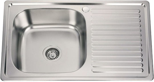 Inter Ceramic 8050PF Drop-In Sink Inox W80xD50cm Silver
