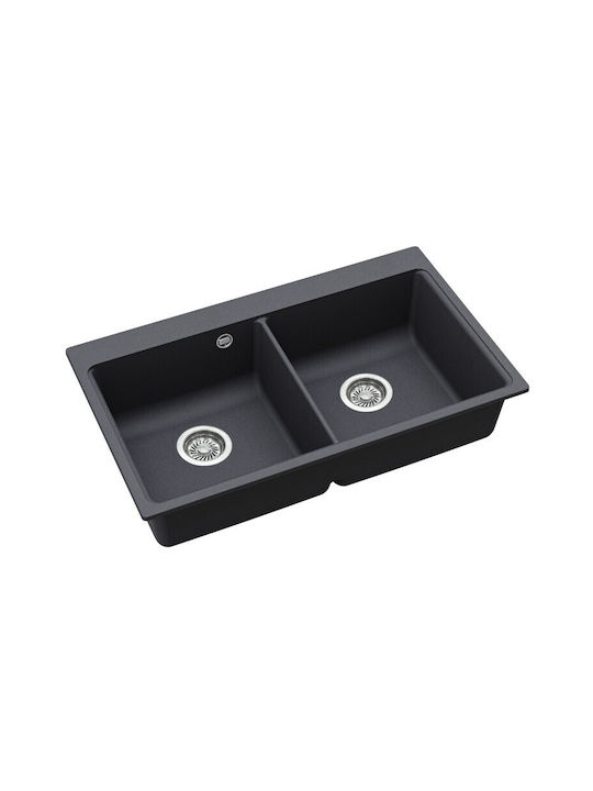 Magna SQM200 Drop-In Kitchen Sink Made of Liquid Granite 86x51cm Graphite
