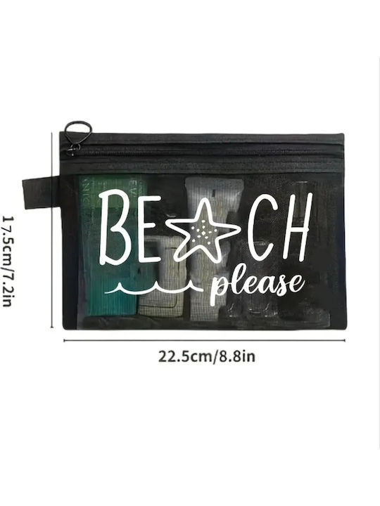 Νεσεσέρ Παραλίας Μαύρο Τύπωμα "beach Please" Νεσεσέρ Παραλίας Μαύρο Τύπωμα "beach Please"
