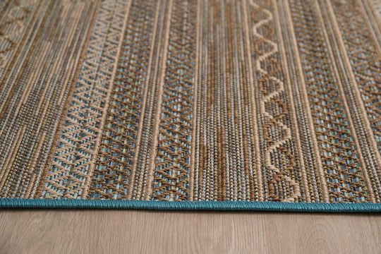 Modern Wohnzimmer Teppich Maschinengefertigt Korbweide 160×230 cm Decostar Beige Blau