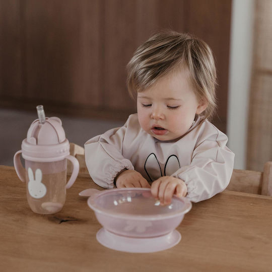 Miffy Fabric Coverall with Hoop & Loop Fastener, Pocket & Sleeves Pink for 6 months+