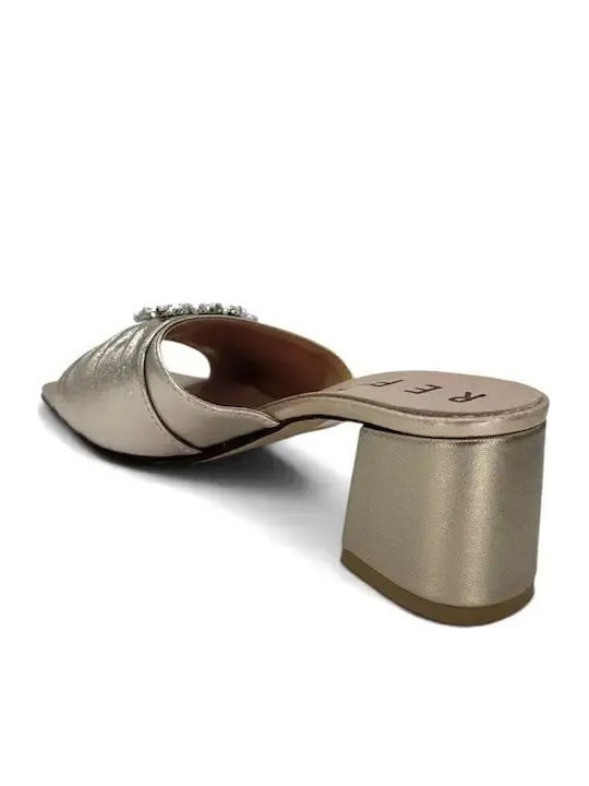 Pantofi Mules De Piele Cu Toc În Culoare Argintie