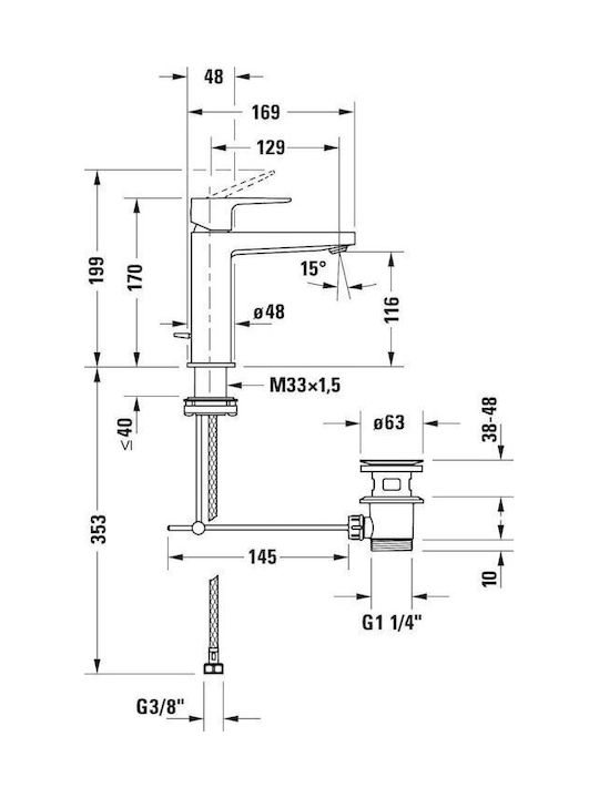 Duravit Миксер Смесител за мивка