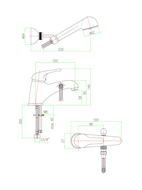 Fiore Max Mixing Sink Faucet for Salon Silver