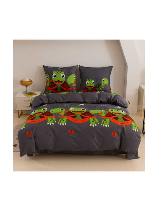 Cotton Market Комплект Детска Завивка Единична с Калъфка Żółwie 160x200 см