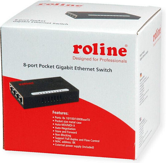 Roline 21.14.3530 Unmanaged L2 Switch with 8 Gigabit (1Gbps) Ethernet Ports