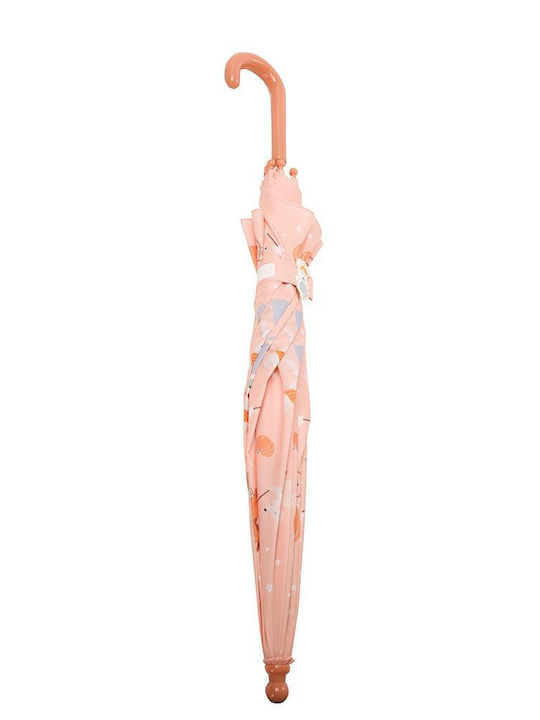 Tutete Kids Umbrella Curved Handle Pink With Diameter 74cm