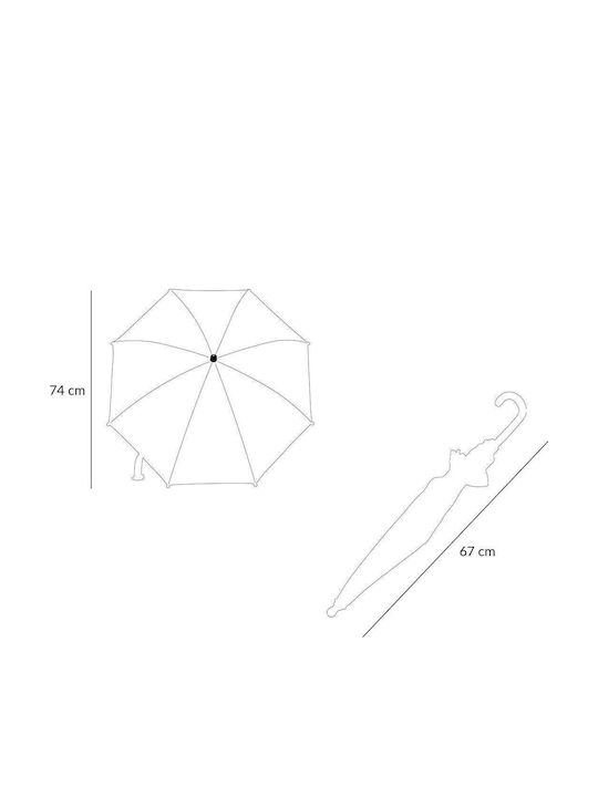 Tutete Kids Umbrella Curved Handle Pink With Diameter 74cm