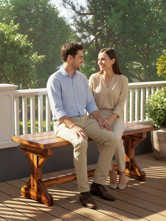 Weather Resistant Two-Seater Outdoor Wooden Sofa 114x40x46cm