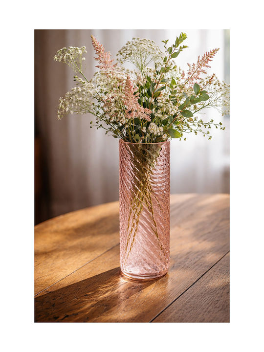 Kaemingk Διακοσμητικό Βάζο Glas Rosa 10x10x26.5cm 1Stück