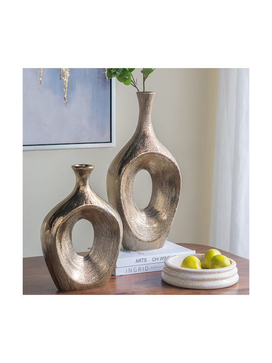 Artekko Vază Decorativă Ceramică Aurie 23x8xÎnălțime33.5cm