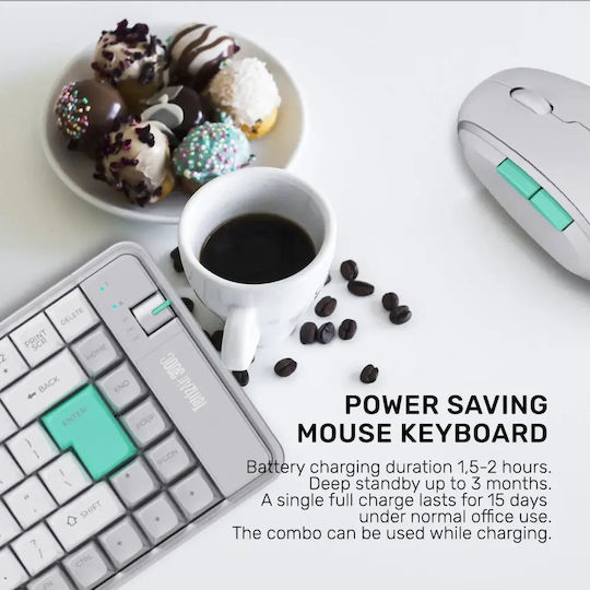 Alcatroz Mouse Tetriz Air 300c Ασύρματο Bluetooth Σετ Πληκτρολόγιο & Ποντίκι Αγγλικό US Winter White