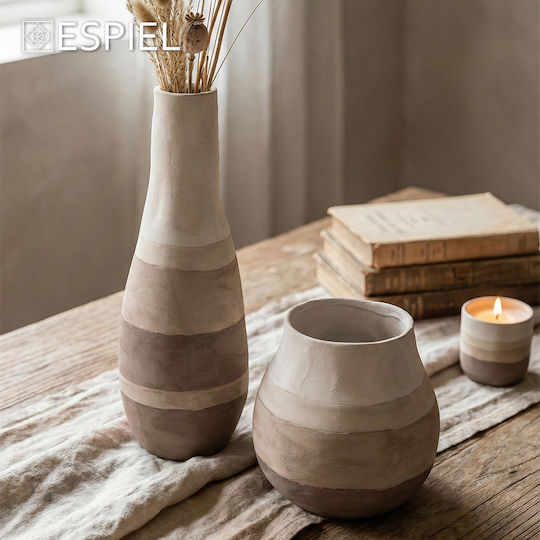 Espiel Decorative Vase Stripe Beige 21x21x58.5cm
