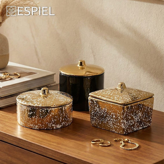 Espiel Set Ceramic Gold White Vases Φ13xH7.5cm 2 Pieces Espiel Set Ceramic Gold White Vases Φ13xH7.5cm 2 Pieces