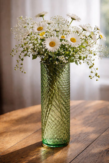 Beauty Home Glass Vase Swirl Effect 10cm X 26.5cm Green