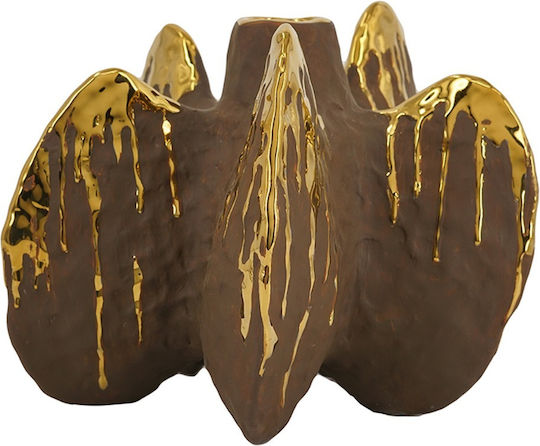 Artekko Candia Ceramic Vase Brown Gold 27x27x24 Cm