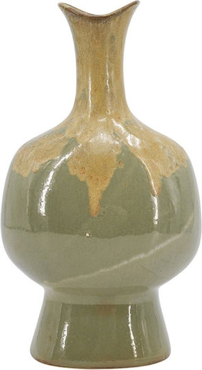 Artekko Decorative Ceramic Vase Glazed Green 14x11.5xH27.5cm
