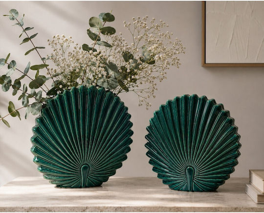 Atmosphera Decorative Vase Ceramic Petrol Blue 24x24xH24cm
