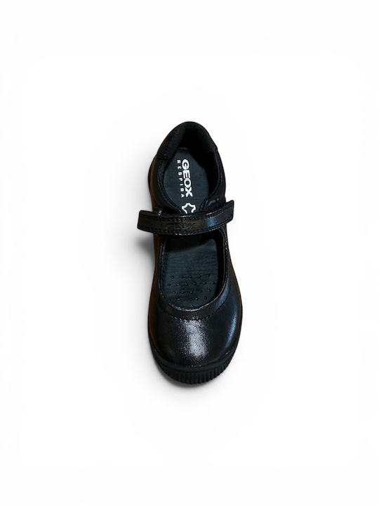 Kids Ballerinas with Hook & Loop Closure Leather Black