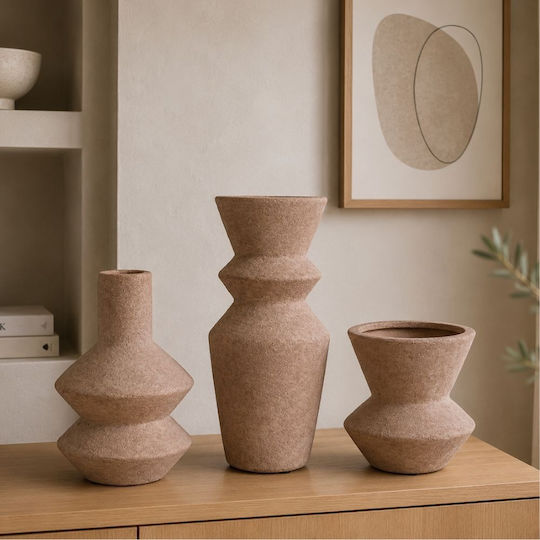 Iliadis Set Ceramic Decorative Vases Beige 10xH24cm
