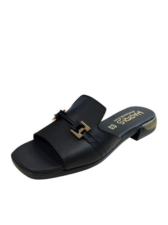 Leather Mules with Heel in Black Colour