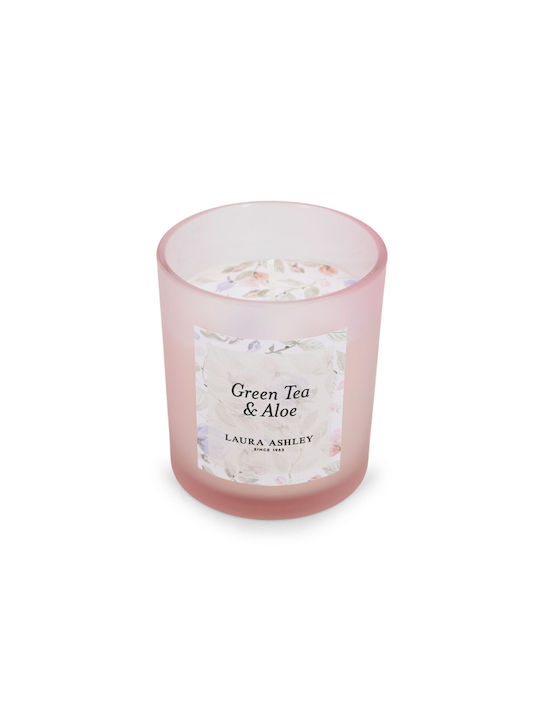 Laura Ashley Aromatisches Soja-Kerze im Gefäß mit Duft Green Tea & Aloe Vera & Moschus 200gr