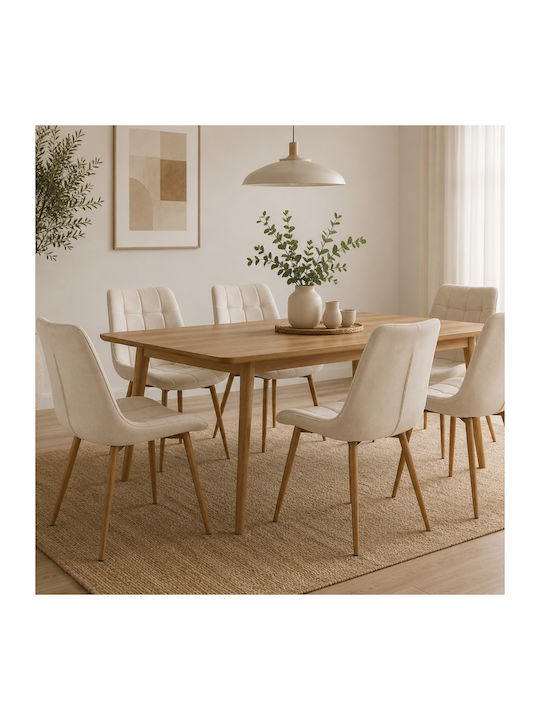 Almo Dining Chair Velvet Ecru 53x50x88cm