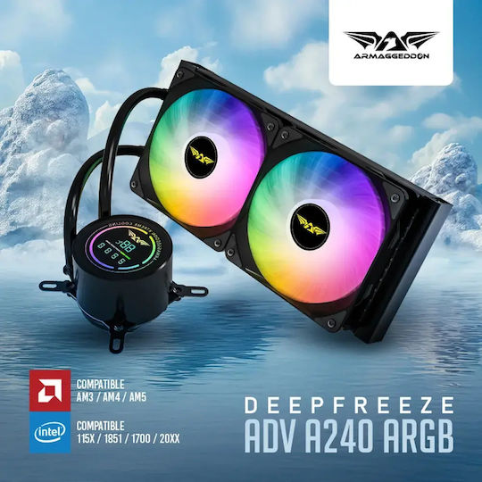 Armaggeddon A240 AIO CPU Liquid Cooling with 2 120mm Fans and ARGB Lighting
