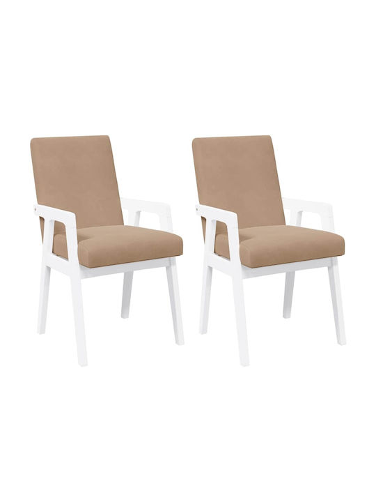 Wooden White Dining Chairs 2 Pieces 50x62.5x86.5cm
