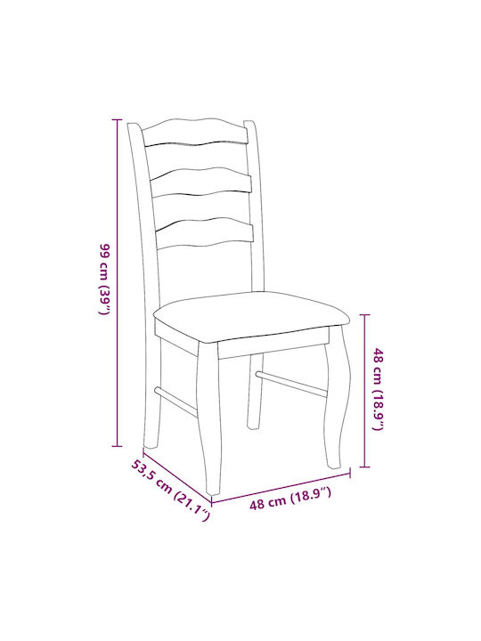 Dining Room Chairs Wooden Natural Solid Rubberwood 2 Pieces 48x53.5x99cm