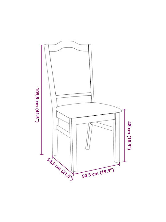 Wooden White Dining Chairs 2 Pieces 50.5x54.5x105.5cm