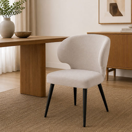 Savino Scaun Sala De Mese Cu Material Textil Alb 55x55x