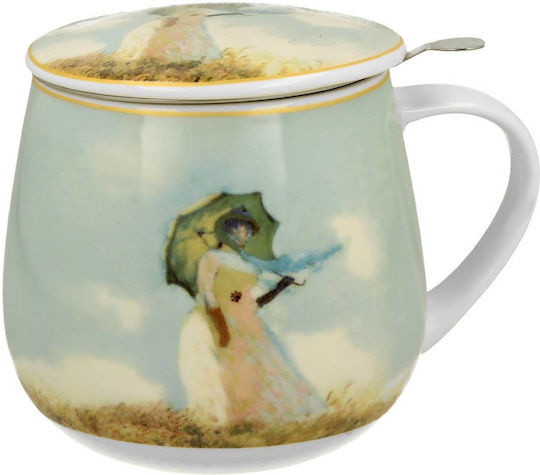 Mug 430ml Lid Tea Filter Box Duo Monet Woman Parasol
