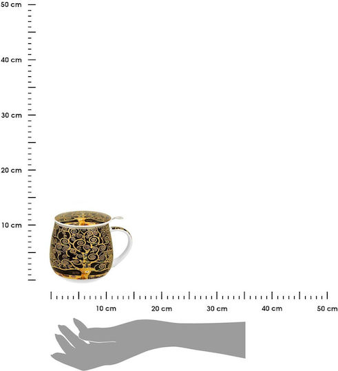 Mug 400ml Lid Tea Filter Box Duo Klimt Tree Life Brown
