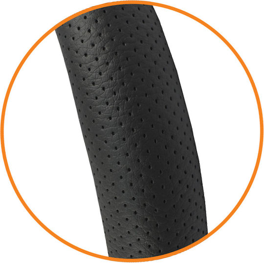 Cartech Ariston Leather Feeling Double Flat Black 37.5cm Steering Wheel Cover EU Reach Approval