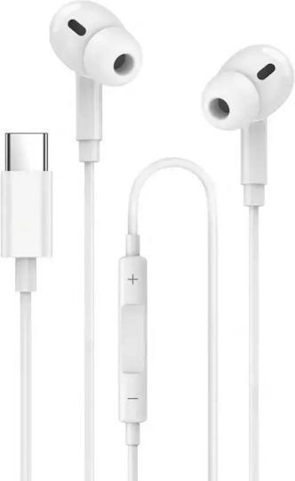 Jellico X12 In-ear Handsfree με Βύσμα USB-C Λευκό