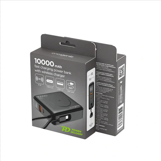Energenie Бърза Външна Батерия 10000mAh 20W с USB-A Изходен Порт и USB-C Изходен Порт Power Delivery Черна