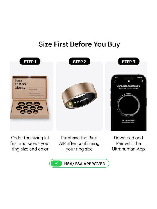 Ultrahuman Air Smart Ring 20.6mm Waterproof with Pedometer Rose Gold