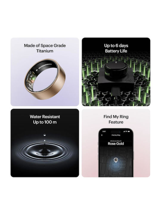 Ultrahuman Air Smart Ring 20.6mm Waterproof with Pedometer Rose Gold